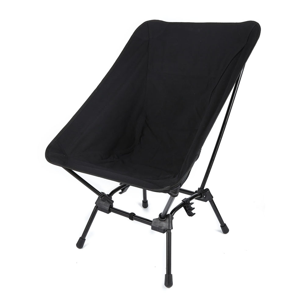 Ultralight Black Folding Camping Chair Adjustable Seat Height Outdoor Portable Chair