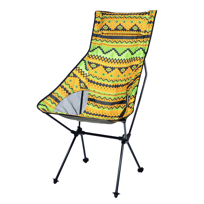 High Back Anti-Slip Feet Outdoor Camping Chair Foldable Beach Chair with Pillow