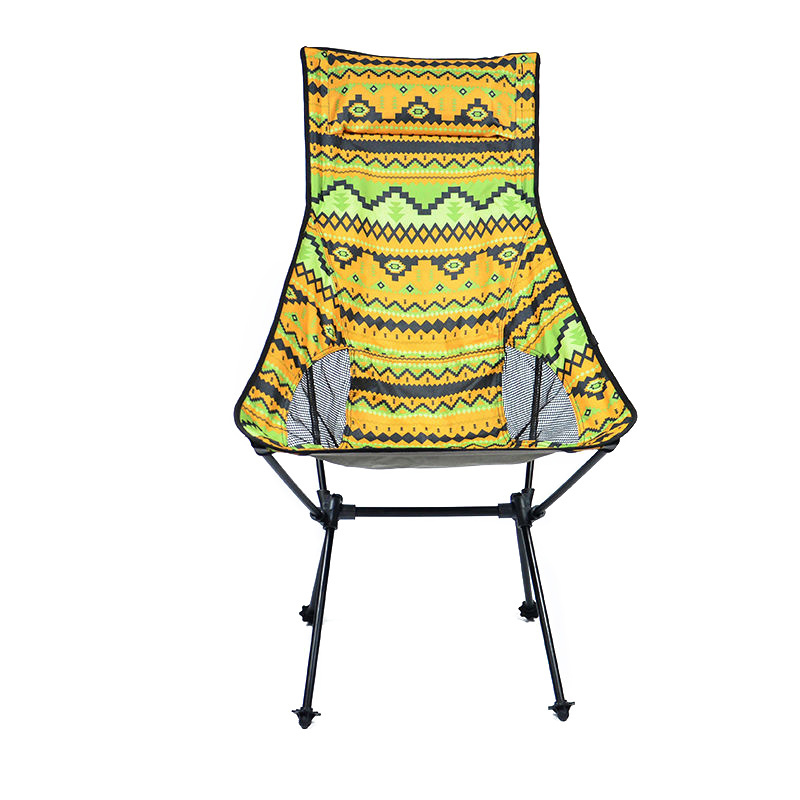 High Back Anti-Slip Feet Outdoor Camping Chair Foldable Beach Chair with Pillow