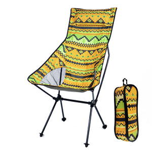 High Back Anti-Slip Feet Outdoor Camping Chair Foldable Beach Chair with Pillow