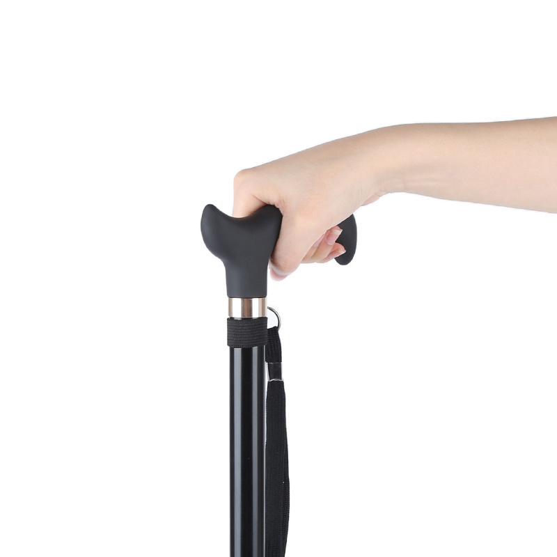 Good Quality Aluminium Alloy Extensible Walking Cane Black Protection Walking Stick For Elderly