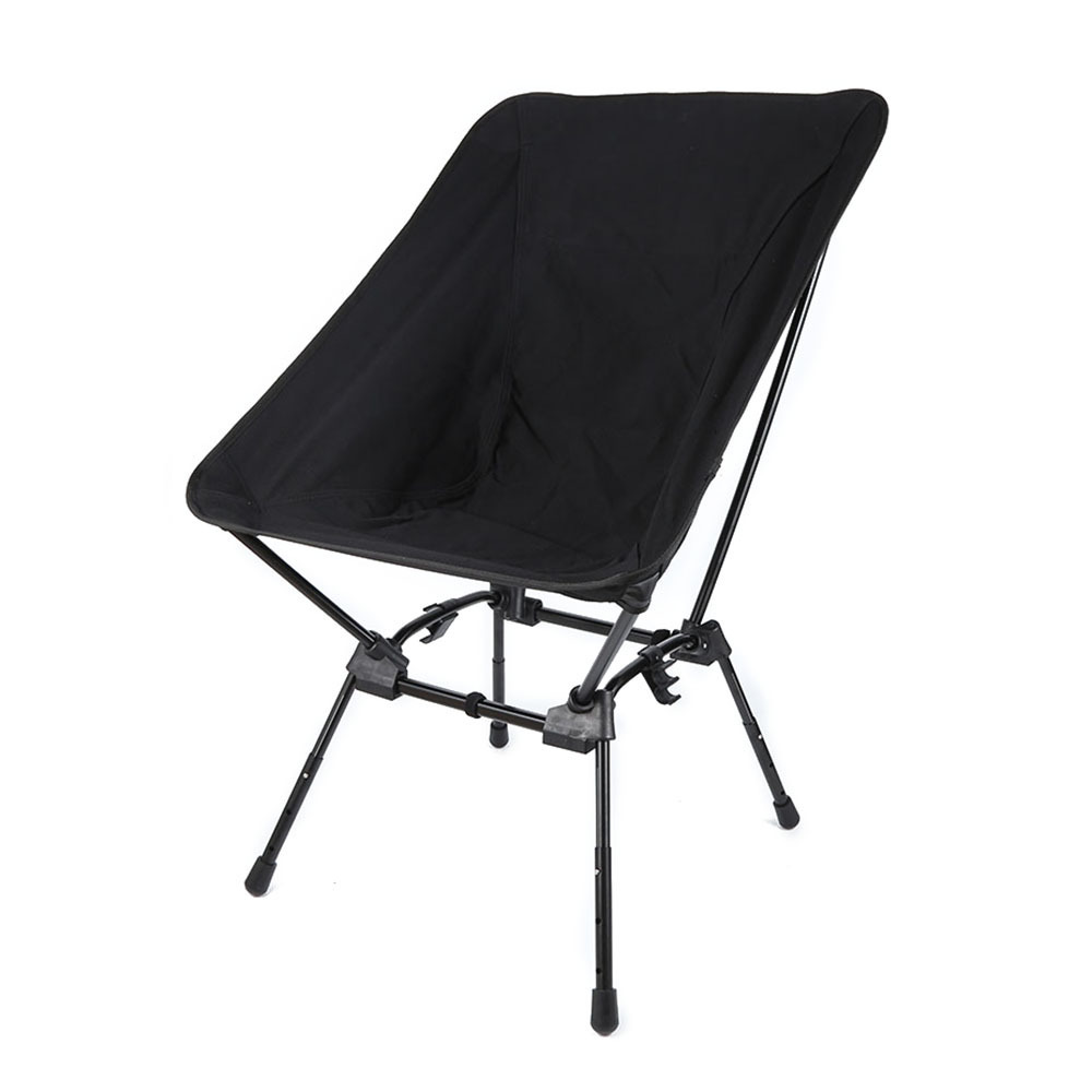 Ultralight Black Folding Camping Chair Adjustable Seat Height Outdoor Portable Chair