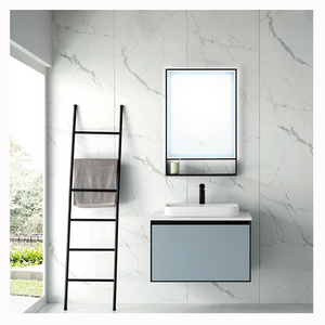 Modern Plywood Wall-mounted Bathroom Furniture Vanities Cabinet With Stainless Steel Handle