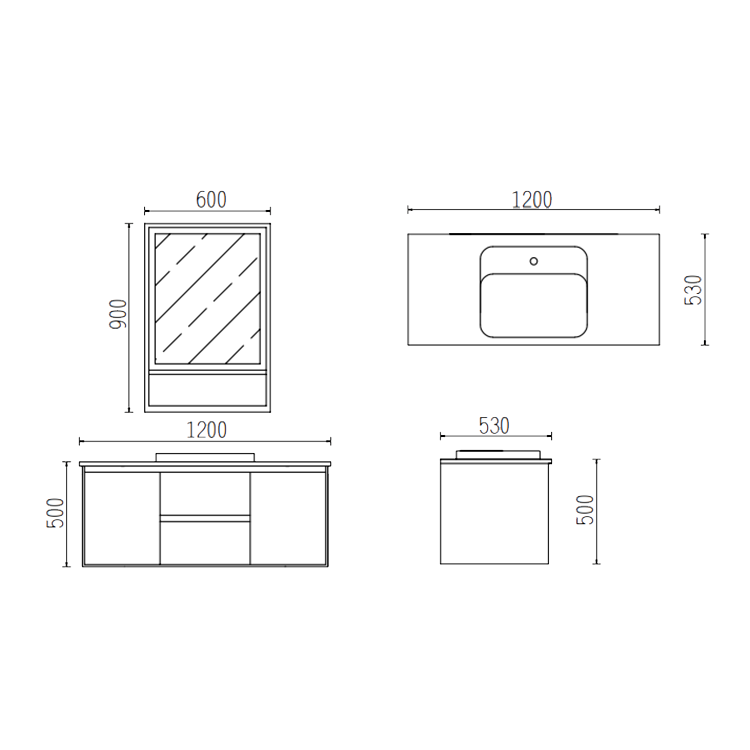 Modern Plywood Wall-mounted Bathroom Furniture Vanities Cabinet With Stainless Steel Handle