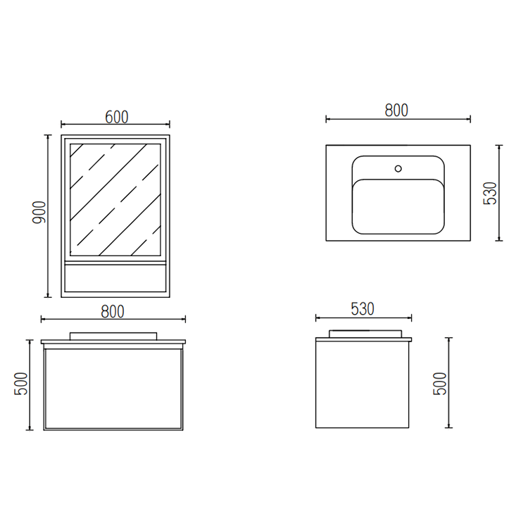 Modern Plywood Wall-mounted Bathroom Furniture Vanities Cabinet With Stainless Steel Handle