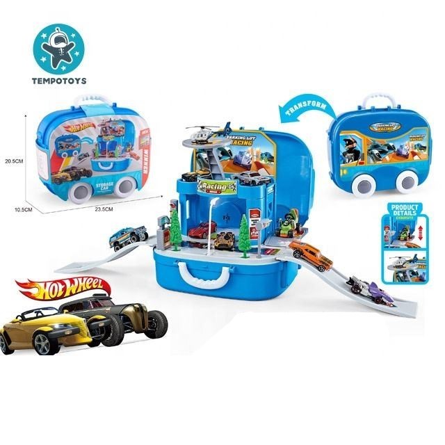 Tempo Toys New Arrivals Kids Hot Wheel Tracks train toys track Parking Lot With 2 Alloy Cars Children Slot Toys