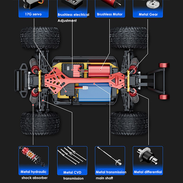 Tempo Toys Brushless Rc Car Four Wheel Drive Metal Chassis Remote Control Car Toys For Kids 75 Km Speed