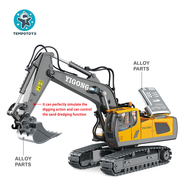 Tempo Toy Vehicle 11 Channel Remote Control Toys Excavator Alloy 1:20 Scale Car RC Truck Carro A Control Remoto