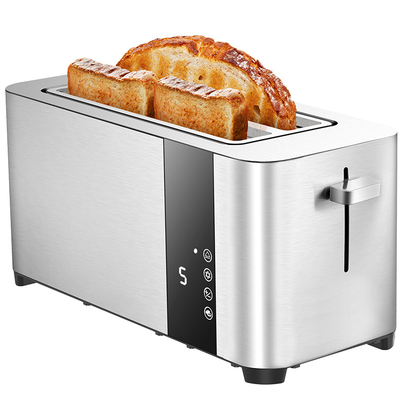 Smart LED Touchscreen Long Slot Toaster Factory OEM/ODM, Household Use Stainless Steel 4 Slice Breakfast Bread Toaster