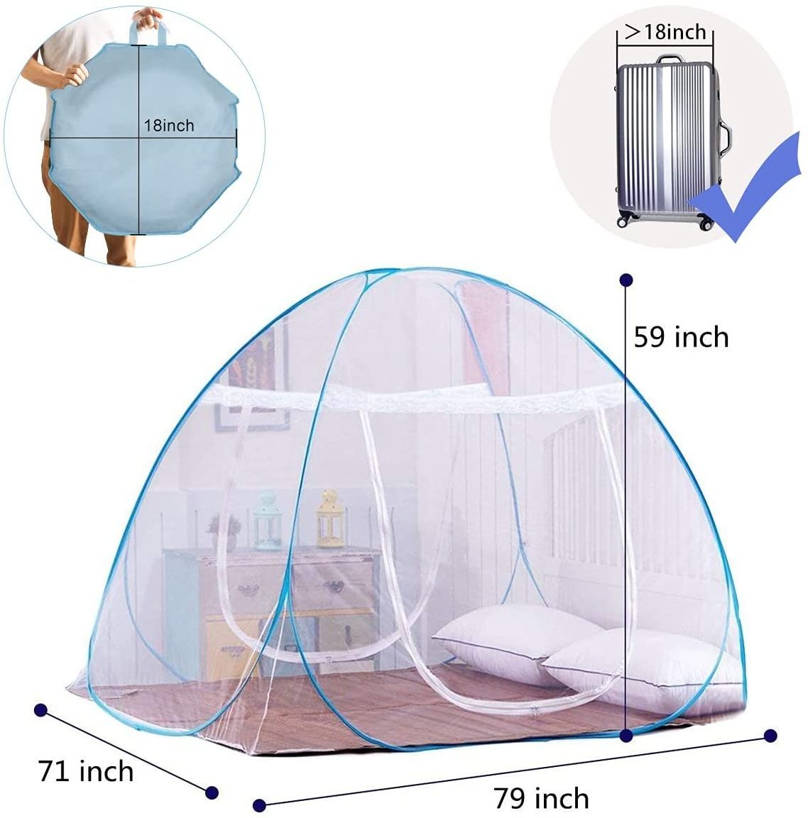 Protect sleep Double-Door Crib Mosquito Nets Canopy Foldable Mosquito Net For Bed