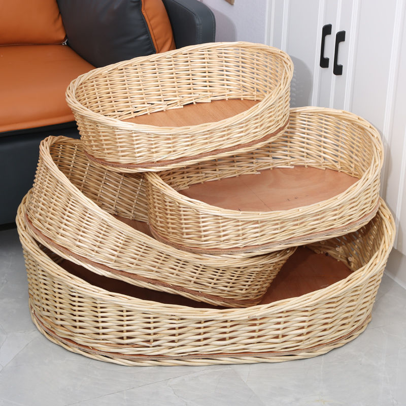 Hot new product custom Hand-woven tropical woven rattan oversized wicker pet sofa Rattan Dog Beds