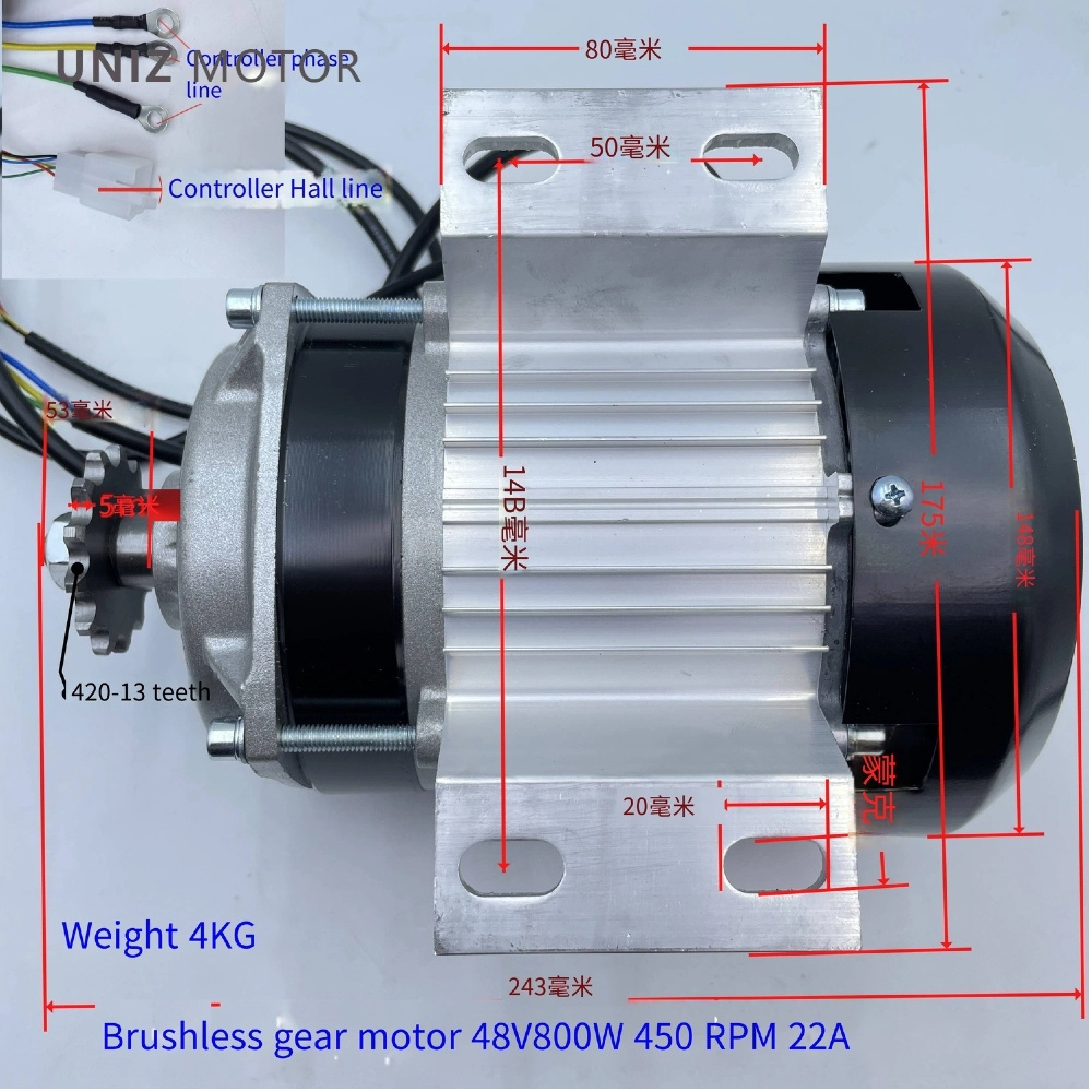 Tenaxin OEM ODM Factory electric car human tricycle kart conversion electric kit 48V800W motor kit