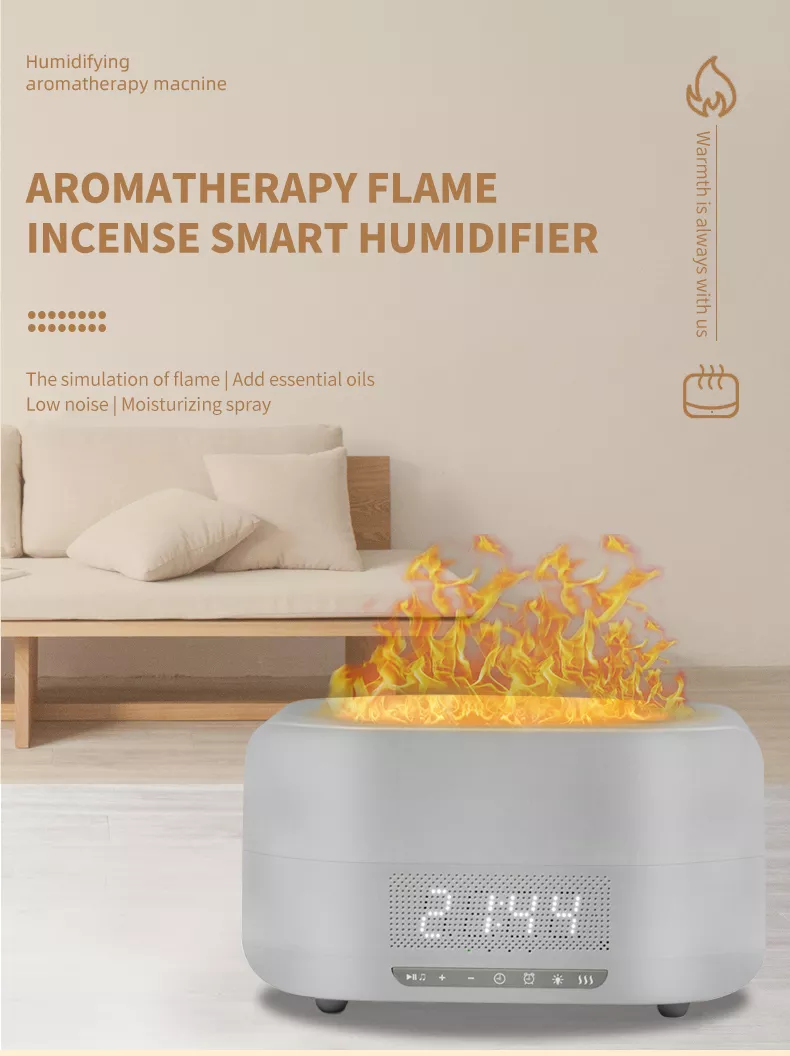 2022 Defuser Essential Oil Ultrasonic Aromatherapy Flame Air Humidifier Fire Aroma Diffuser Machine