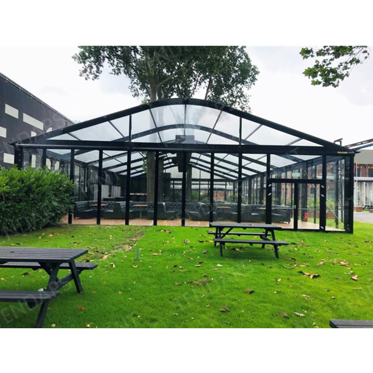 European design clear span black frame glass marquee tent outdoor banquet hall for festival activities