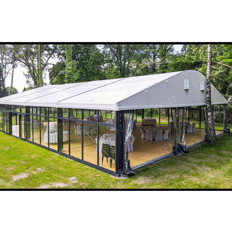 European design clear span black frame glass marquee tent outdoor banquet hall for festival activities