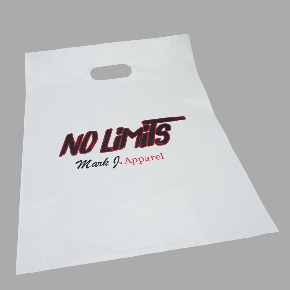 Custom Printed Ldpe Hdpe Die Cut Handle Carry Poly Apparel Plastic Merchandise Gift Packaging Polythene Shopping Bag With Logo