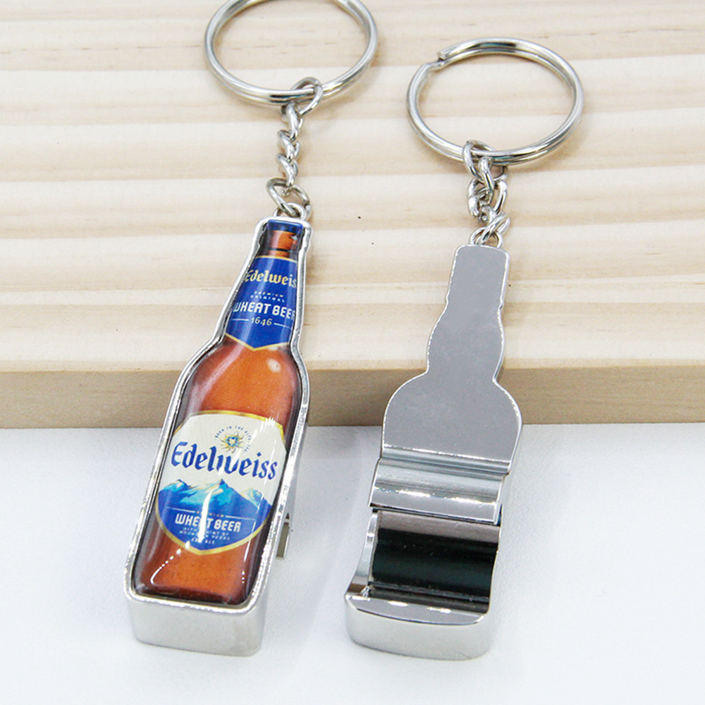 Stainless Steel Key Chain Metal Sublimation Can Wine Bottle Opener Keychain Beer Opener's Lid Openers Speed Custom Bottle Opener