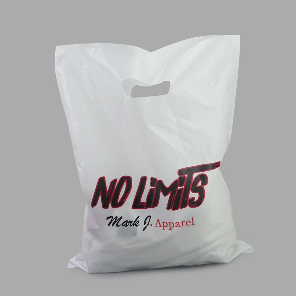 Custom Printed Ldpe Hdpe Die Cut Handle Carry Poly Apparel Plastic Merchandise Gift Packaging Polythene Shopping Bag With Logo