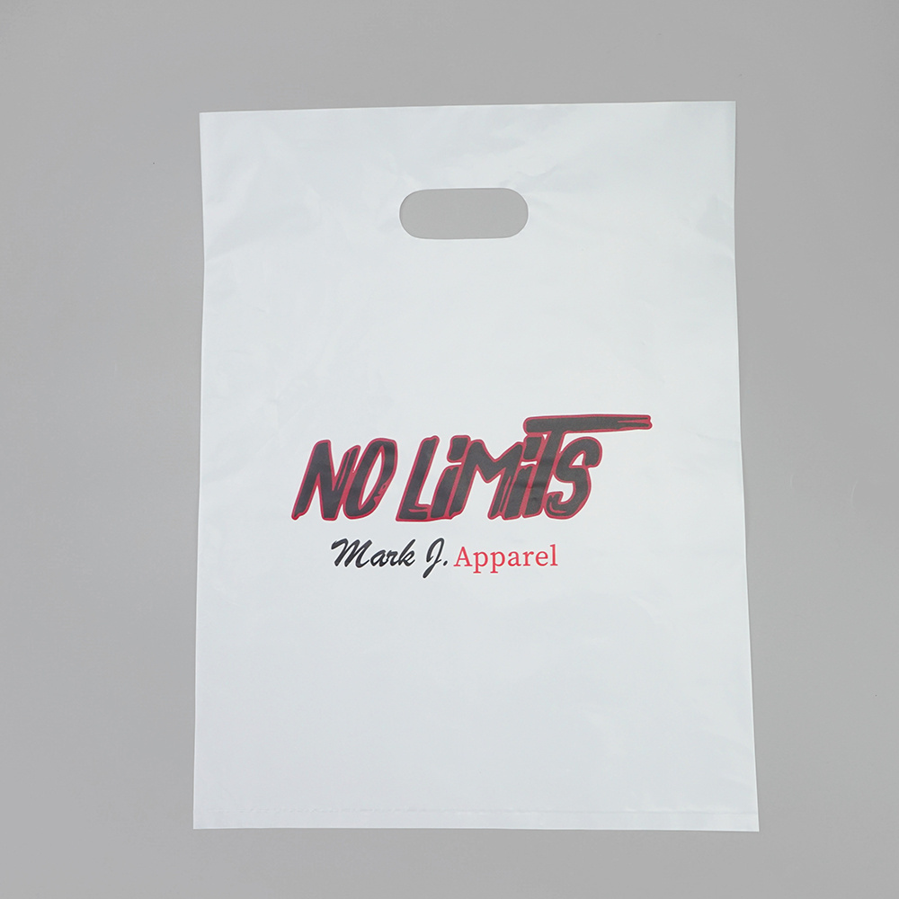 Custom Printed Ldpe Hdpe Die Cut Handle Carry Poly Apparel Plastic Merchandise Gift Packaging Polythene Shopping Bag With Logo