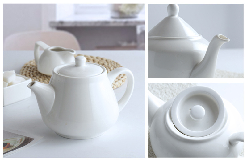 24 Oz White Porcelain Teapot Decorative China Tea Pot For Cups Of  720 Ml