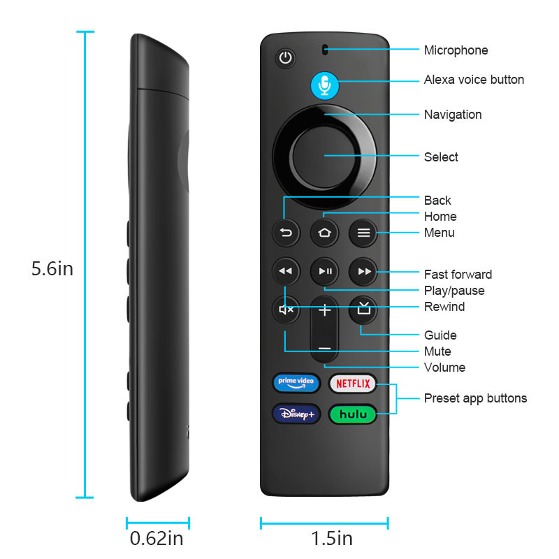 Wireless RC Universal TV Remote Control Smart Remote Control with 3rd Gen Alexa Voice Bluetooth