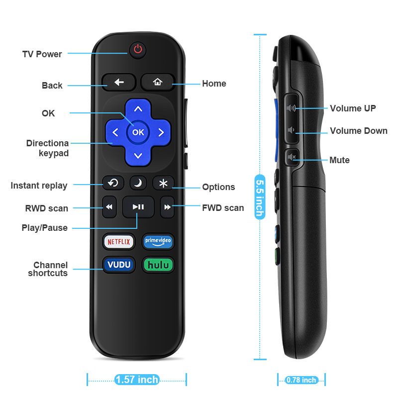 wholesale Remote Controller Universal TV Remote for All Roku TV Smart Series TCL Hisense Onn Sharp Element Westinghouse Philip