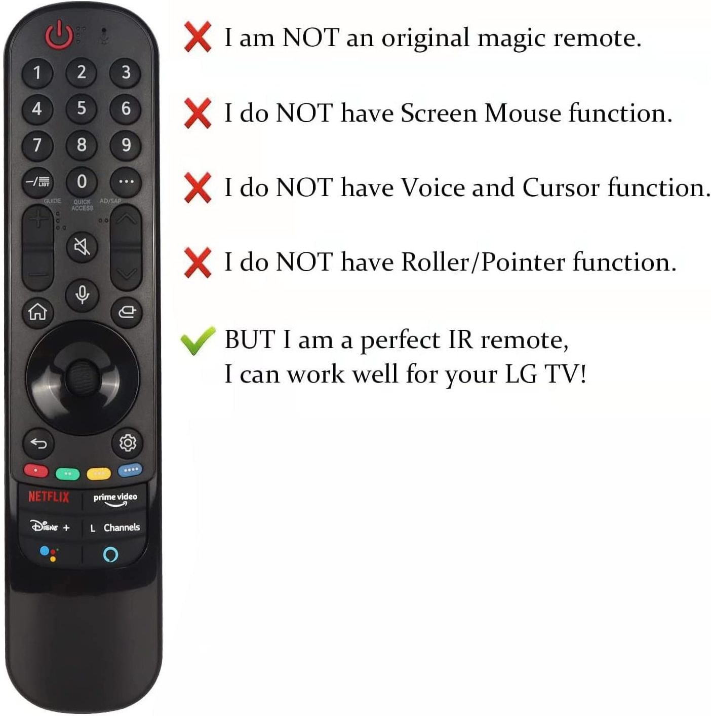 Replace NEW Infared Version Universal TV remote controller Magic Remote Control TV Compatible with All LG Smart TV