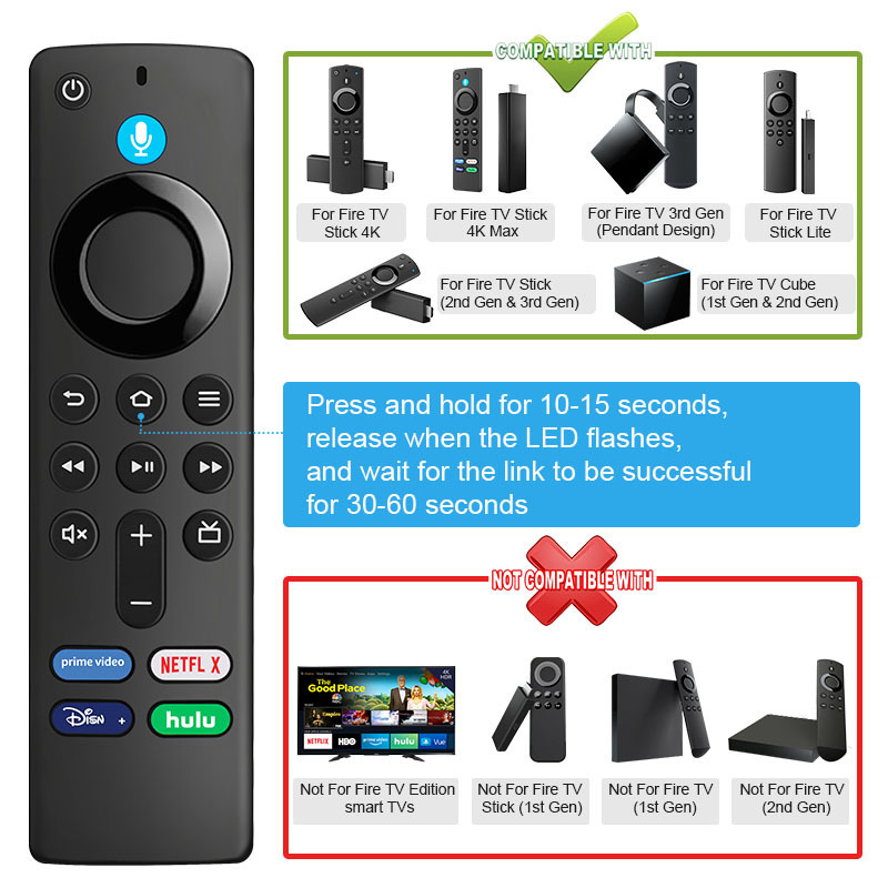 Wireless RC Universal TV Remote Control Smart Remote Control with 3rd Gen Alexa Voice Bluetooth