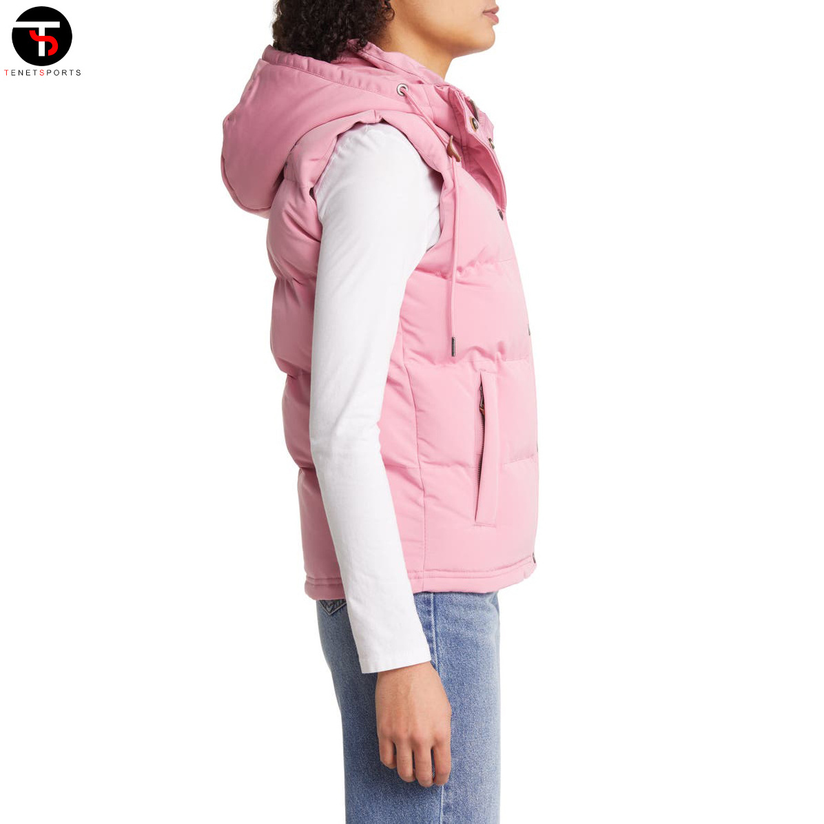 New Custom Made Nice Look Pink Colour Block Puffer Vest Breathable Design 2023 New Women Puffer Vest