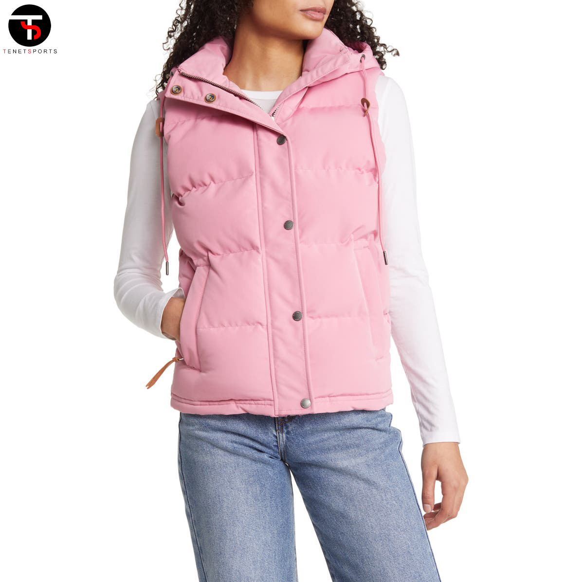 New Custom Made Nice Look Pink Colour Block Puffer Vest Breathable Design 2023 New Women Puffer Vest