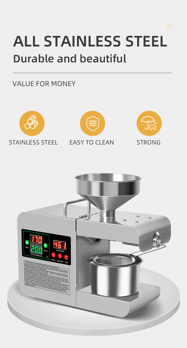 Mini Oil Pressing Machine/ Sunflower Seed Sesame Peanut Oil Pressers / Oil Press With Oil Filter