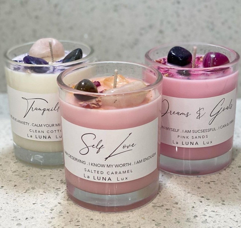 new design natural soy private label premium crystal candle with flower