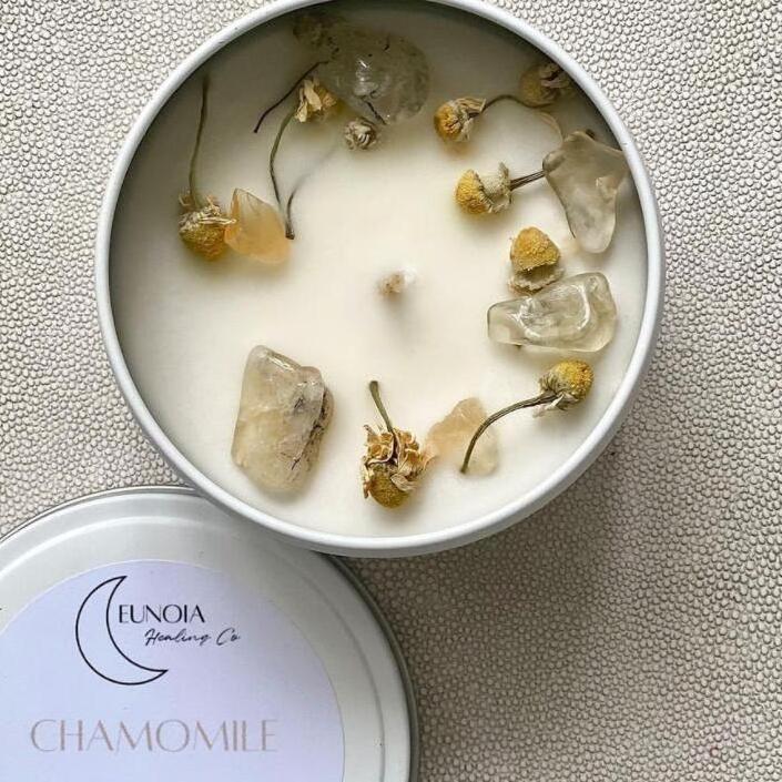 Low MOQ gift soy scented small gemstone crystal chakra candles