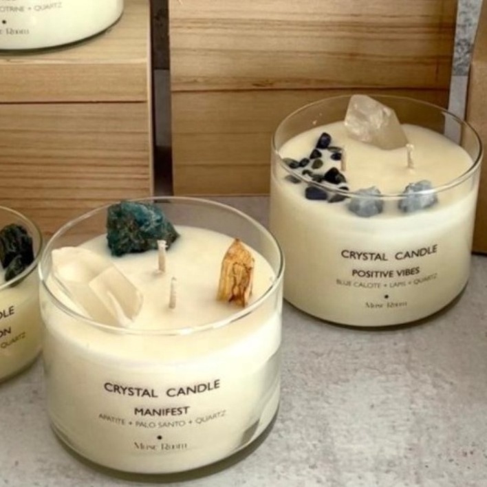 christmas large soy handmade authentic amethyst crystal soy candles