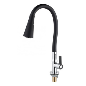 TB-6040 Tengbo Kitchen Sink Faucet Single Handle Rotating Kitchen Tap with Black Flexible Goose Neck Pipegrifo de agua