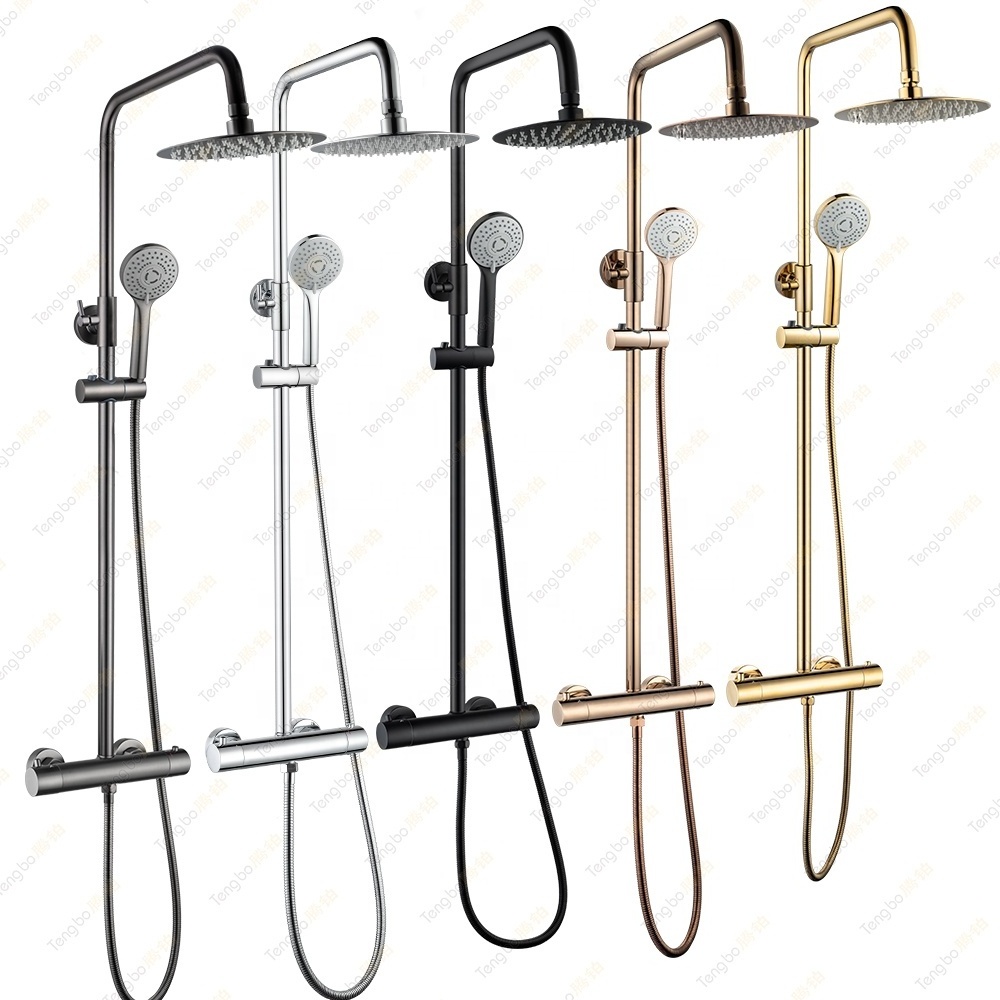 TB-50119 Gold Rose Gold Black Gray Grey Bathroom Faucet Mixer Thermostatic Rain Shower Set