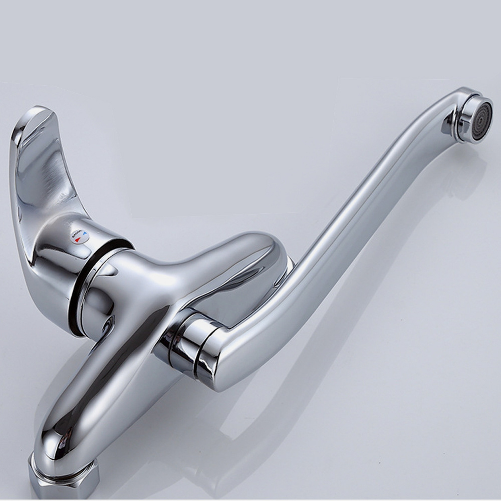 KWM301-Tengbo long neck cold and hot wall mounted brass kitchen wall mixer taps faucet