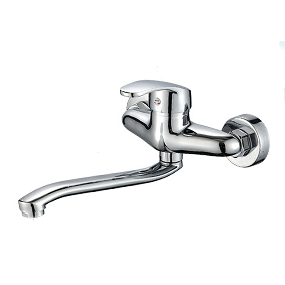 KWM301-Tengbo long neck cold and hot wall mounted brass kitchen wall mixer taps faucet