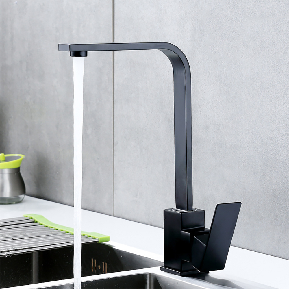 SS425-BK Tengbo single handle black square kitchen sink faucet torneira cozinha grifo cocina black faucets