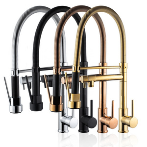 TB-4043 Tengbo Black Gold Rose-Gold Gray spring Tap brass kitchen sink taps pull out faucets