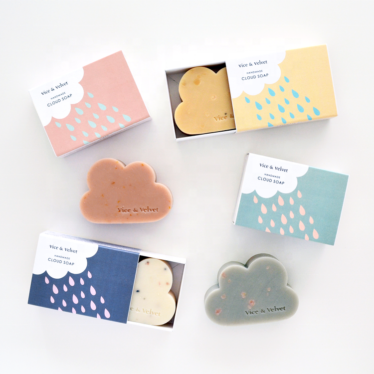 Cute Small Natural Handmade Bath Cloud Soap Bar Drawer Coated Paper Packaging Box