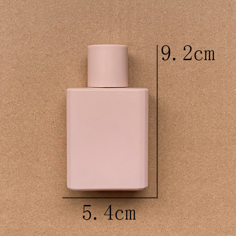 Glass Perfume Bottles 50ml Pink  Square Parfum Bottle Refillable Sprayer Atomizer Empty Container Custom Design