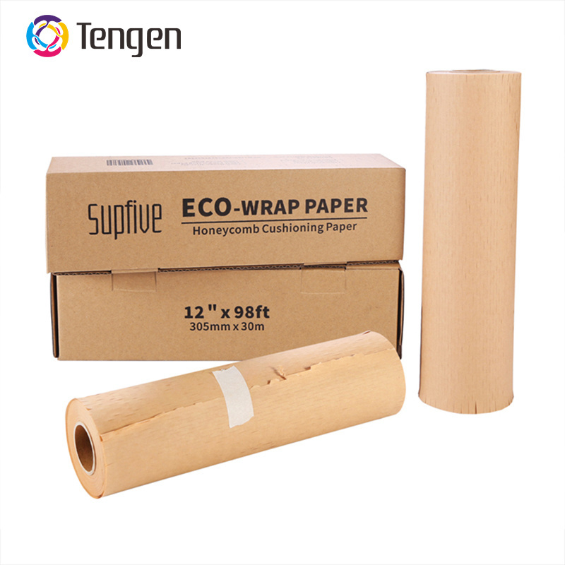 Logo Custom 50m*38cm Honeycomb Kraft Paper Packaging Wrapping Cushion Paper Sheet