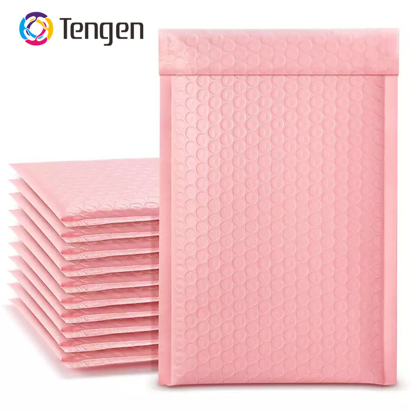 Customize Logo Eco-friendly Biodegradable Tear Proof Pink Air Bags Packing Mailing Shipping Bubble Padded Envelopes Mailer