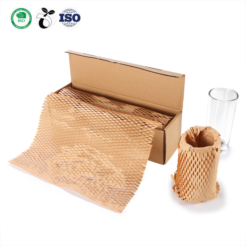 Logo Custom 50m*38cm Honeycomb Kraft Paper Packaging Wrapping Cushion Paper Sheet