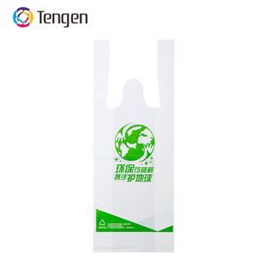 100% Compostable Wholesale Supermarket Carry Bags Plastic Grocery Bag Wholesale T Shirt Packaging Bag