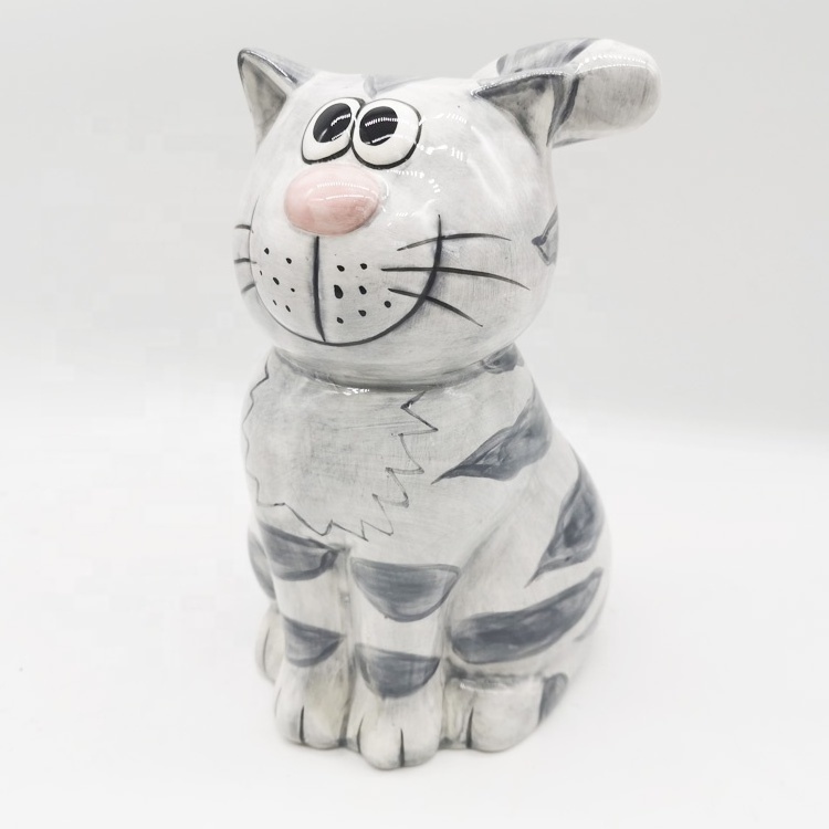 Customized ceramic cat statue animal big home decor figurine Decoration adornment printed Hallway Money Boxes  Coin piggy bank