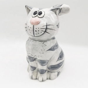 Customized ceramic cat statue animal big home decor figurine Decoration adornment printed Hallway Money Boxes  Coin piggy bank