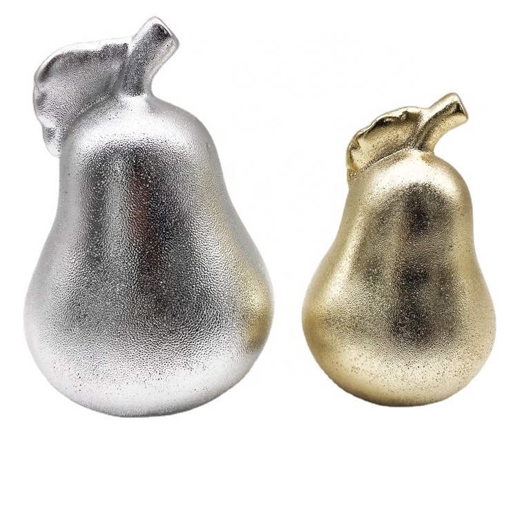 plating  Creative electroplated   trendy home products silver modern pear  decor fruit desktop Minimalist  ceramic Decoration