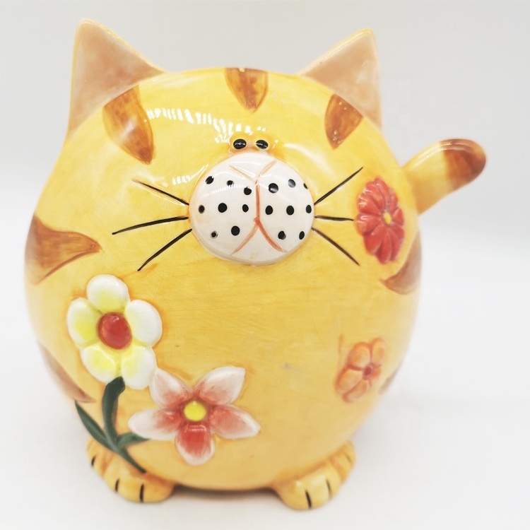 Customized ceramic cat statue animal big home decor figurine Decoration adornment printed Hallway Money Boxes  Coin piggy bank